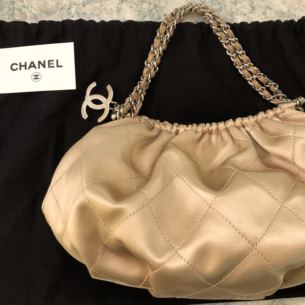 CHANEL Mini Croissant Bag in Limited Edition Champagne   Quilted Logo Jacquard